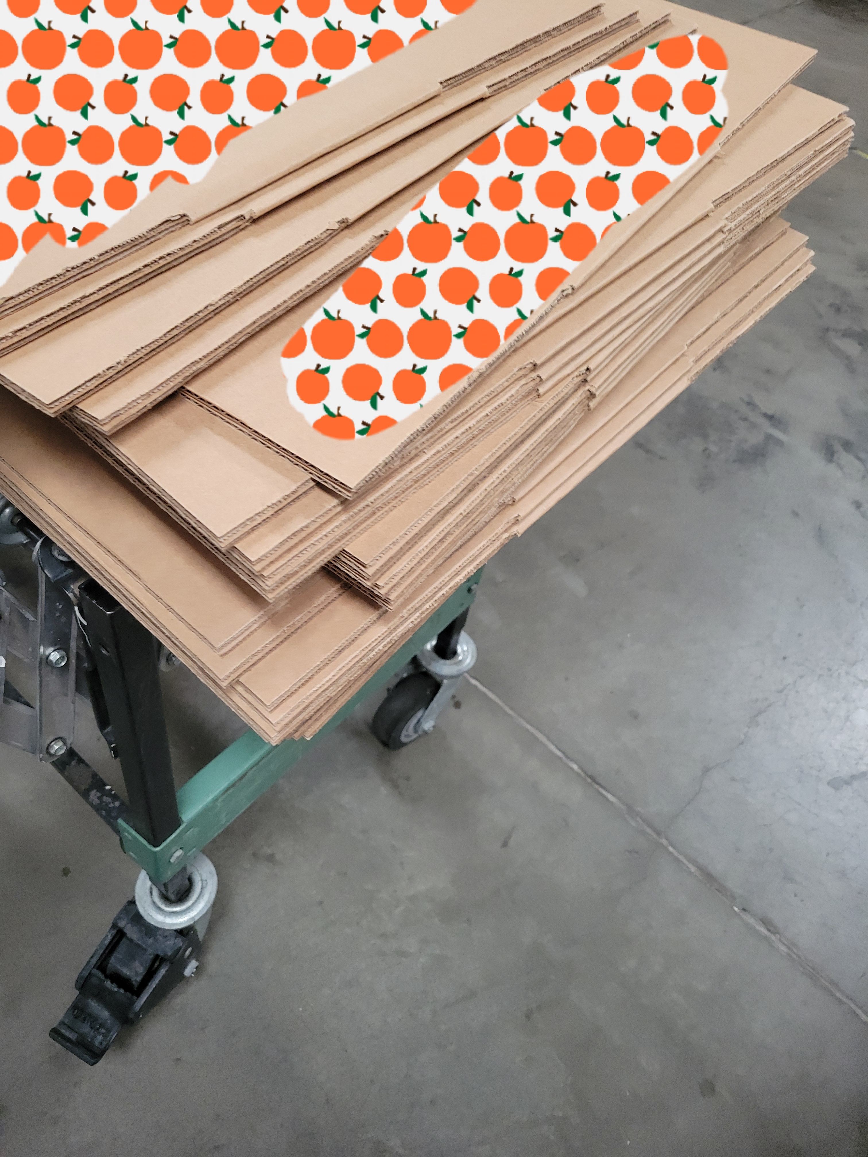 Flat cardboard boxes on a conveyor belt.